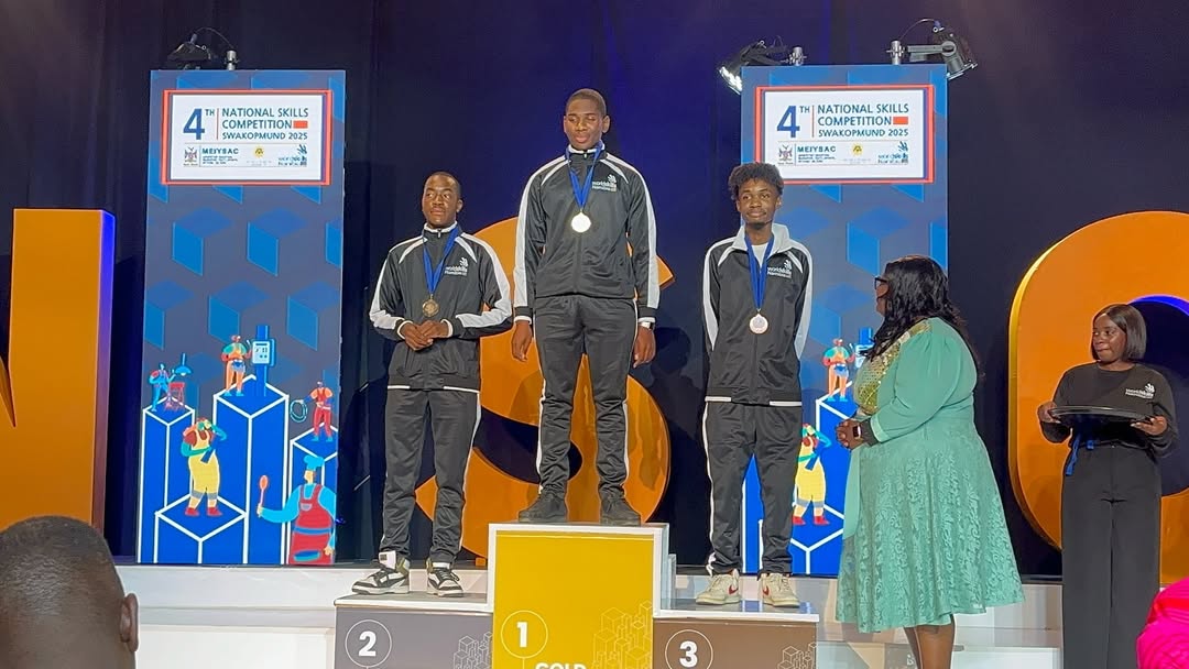 Thomas Natangwe Shikulo at the WorldSkills Namibia 2025 podium ceremony